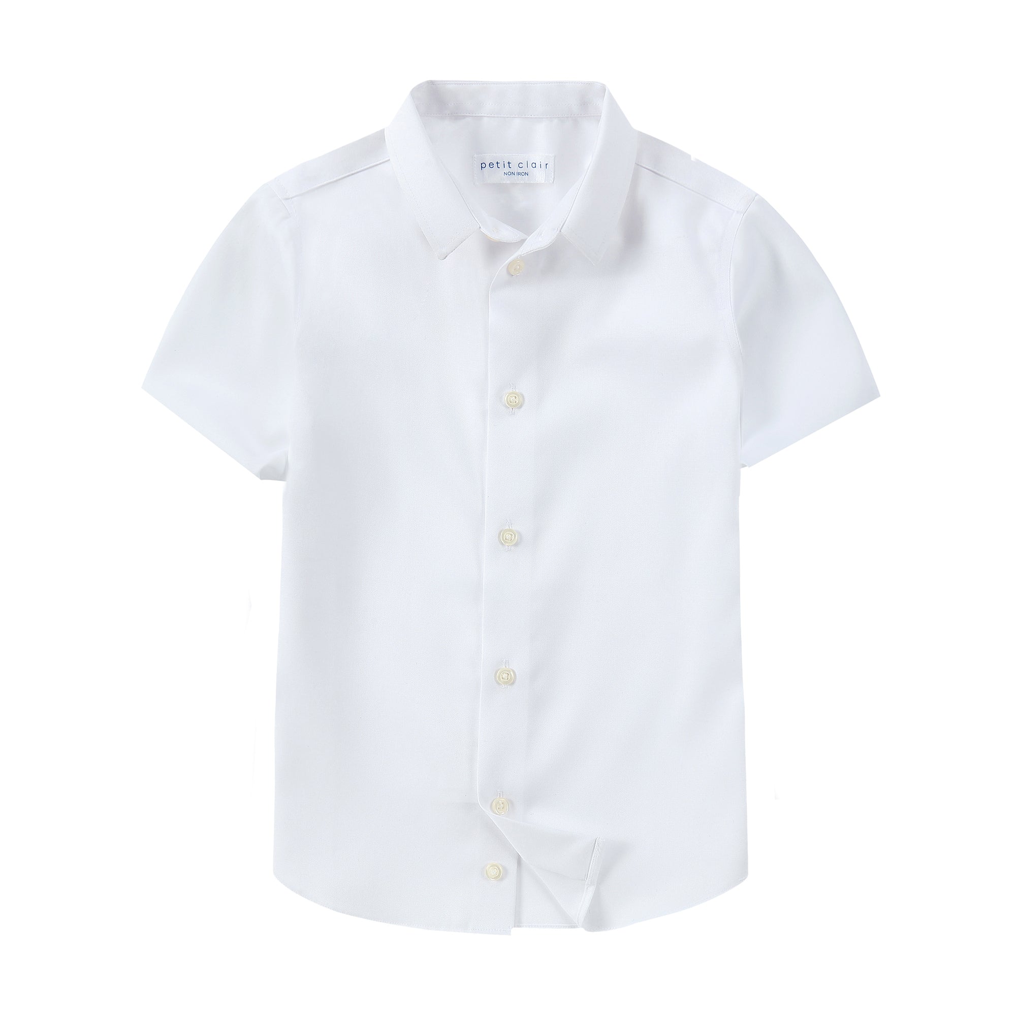 Non-Iron Mini Collar White Shirt-Short Sleeve