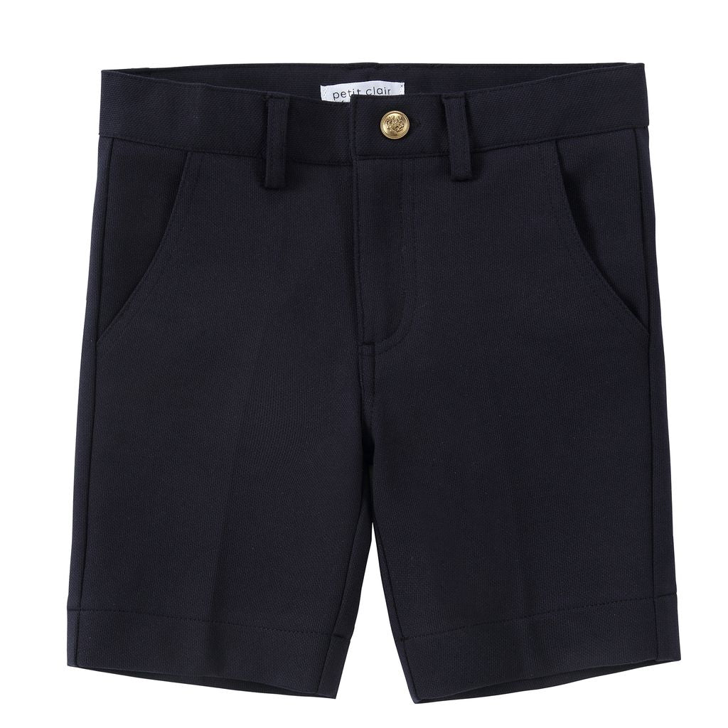Boys Navy Gold Button Shorts