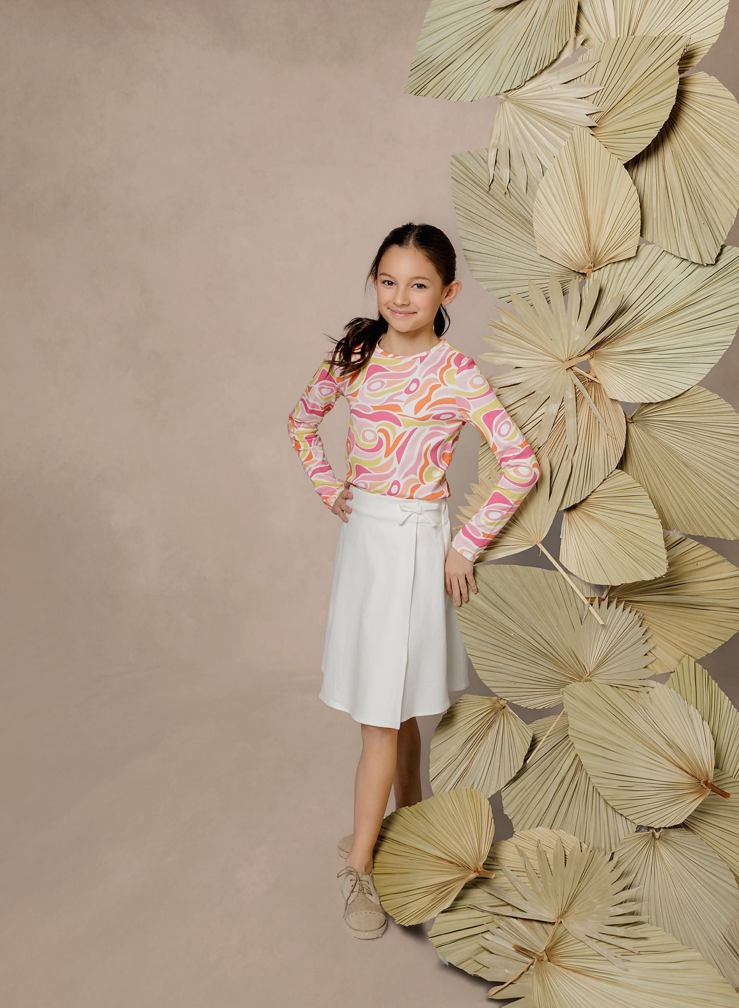 Girls White Wrap Skirt