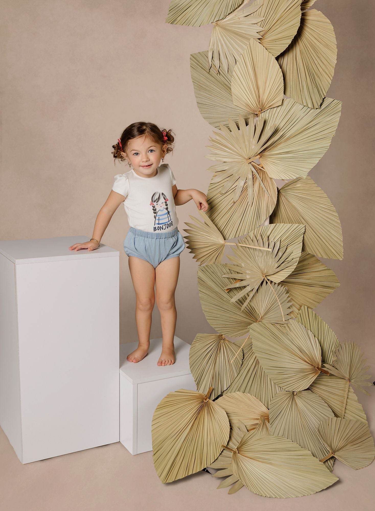 Girls White Bonjour T-Shirt