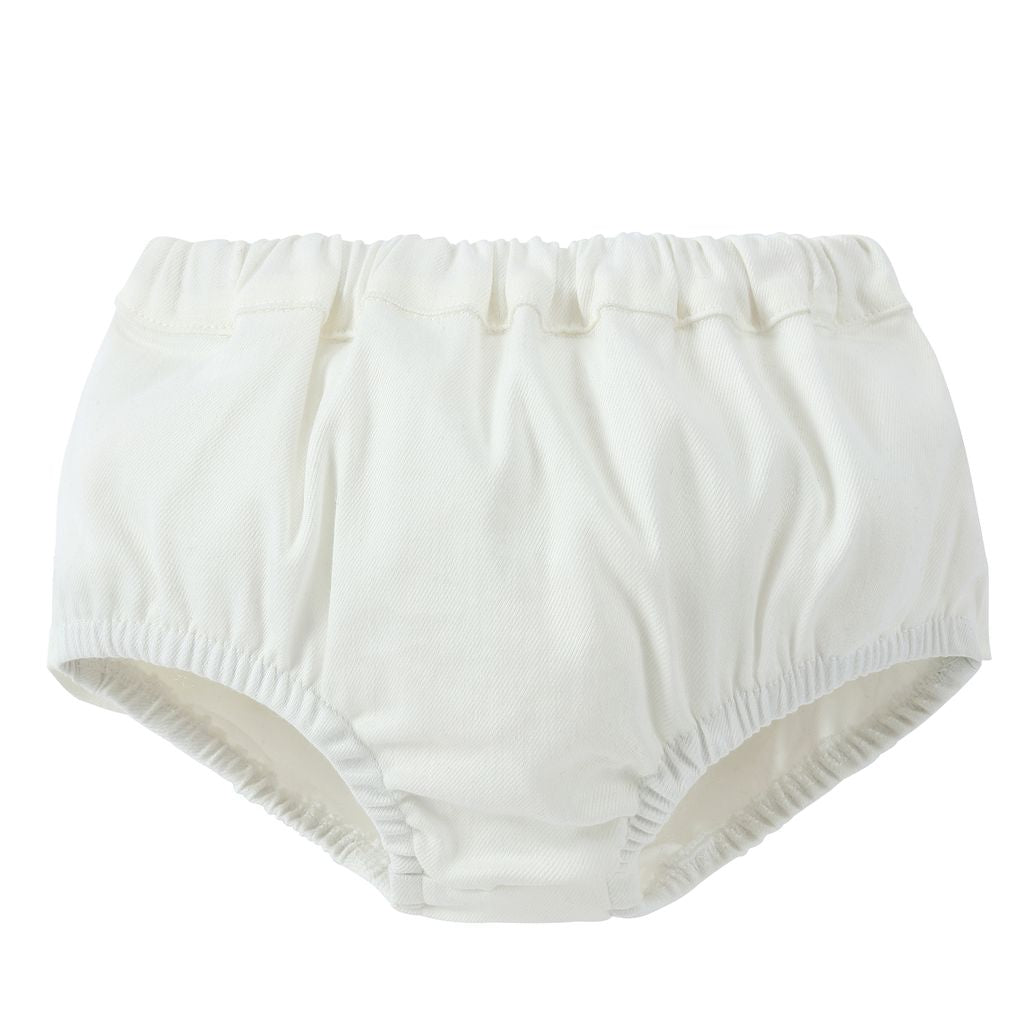 Baby Girls White Denim Ruffle Bloomers