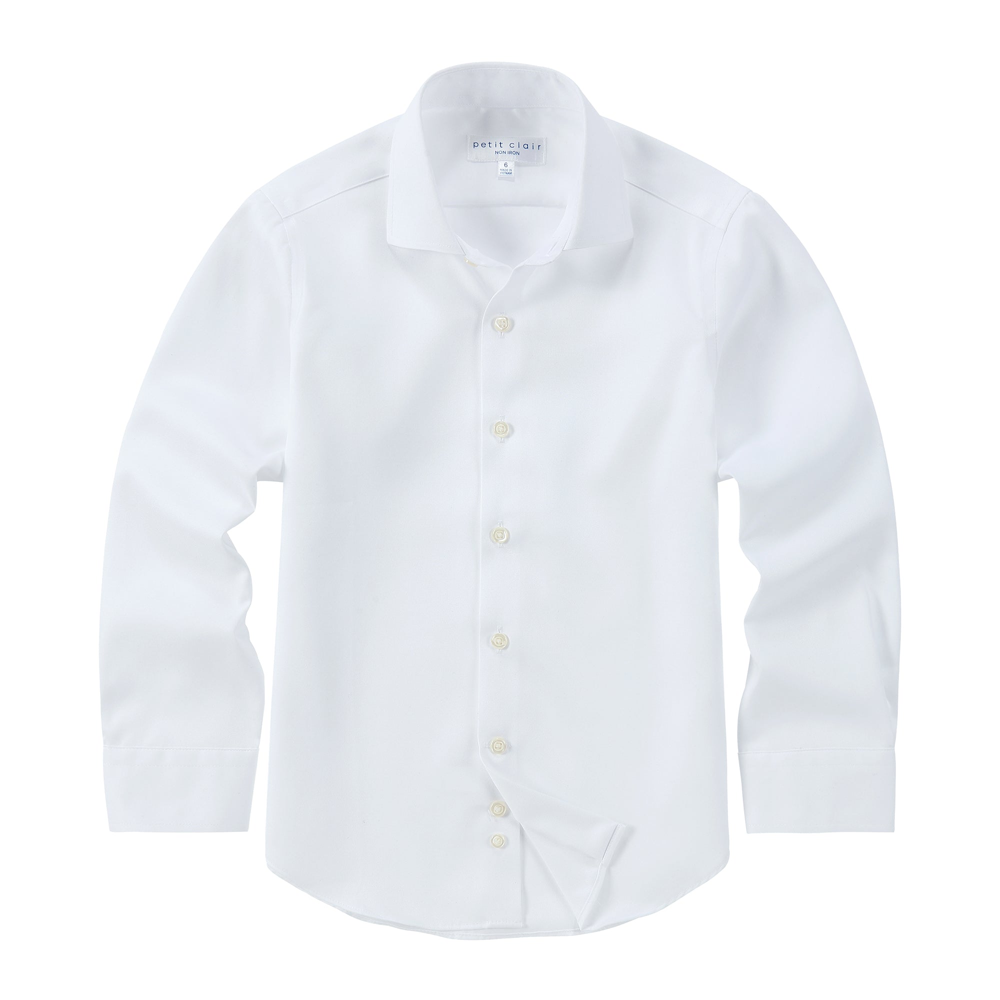 Non-Iron Spread Collar White Shirt- Long Sleeve – Petit Clair