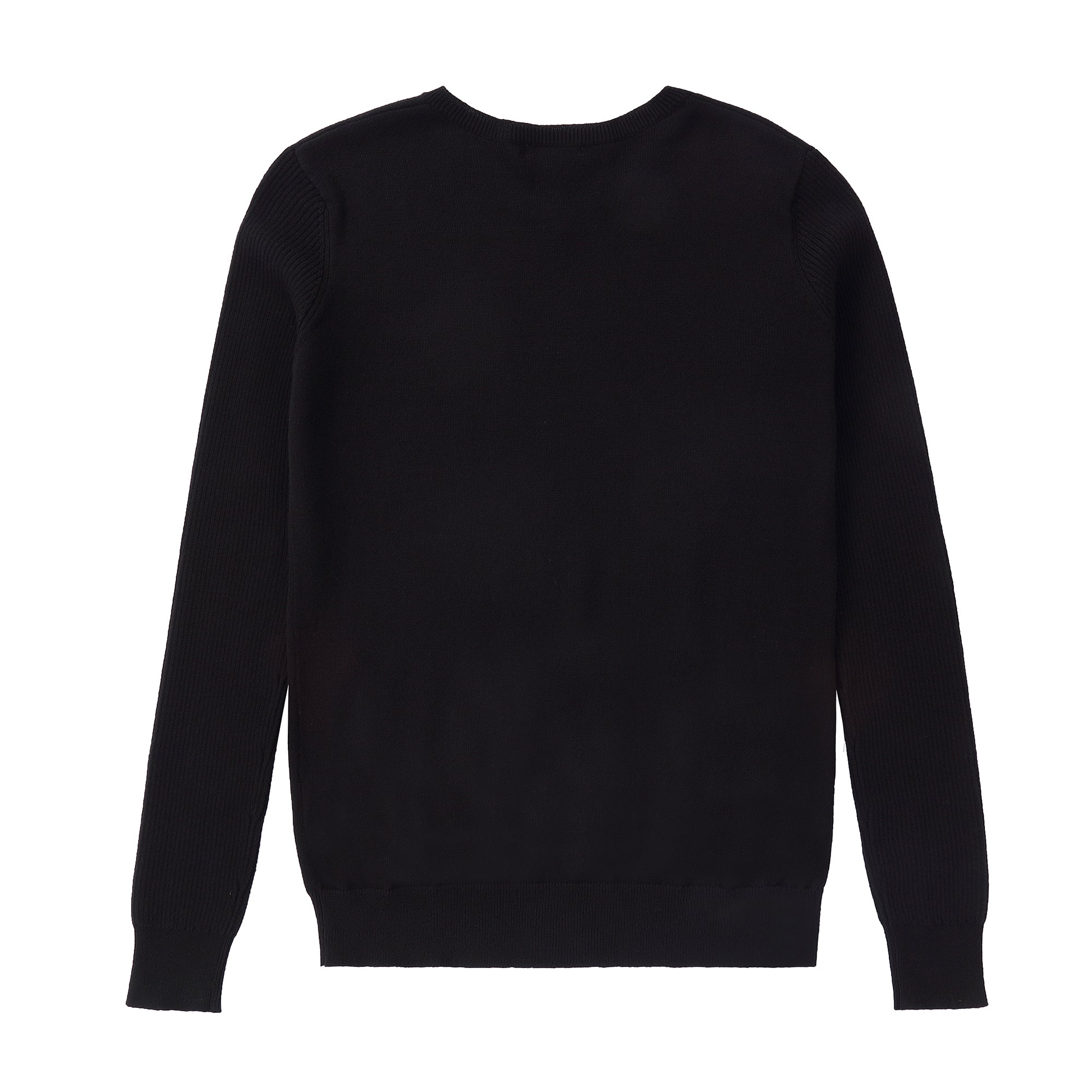 Basic V-Neck Sweater with Ribbed Sleeves in Black