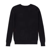 Basic V-Neck Sweater with Ribbed Sleeves in Black