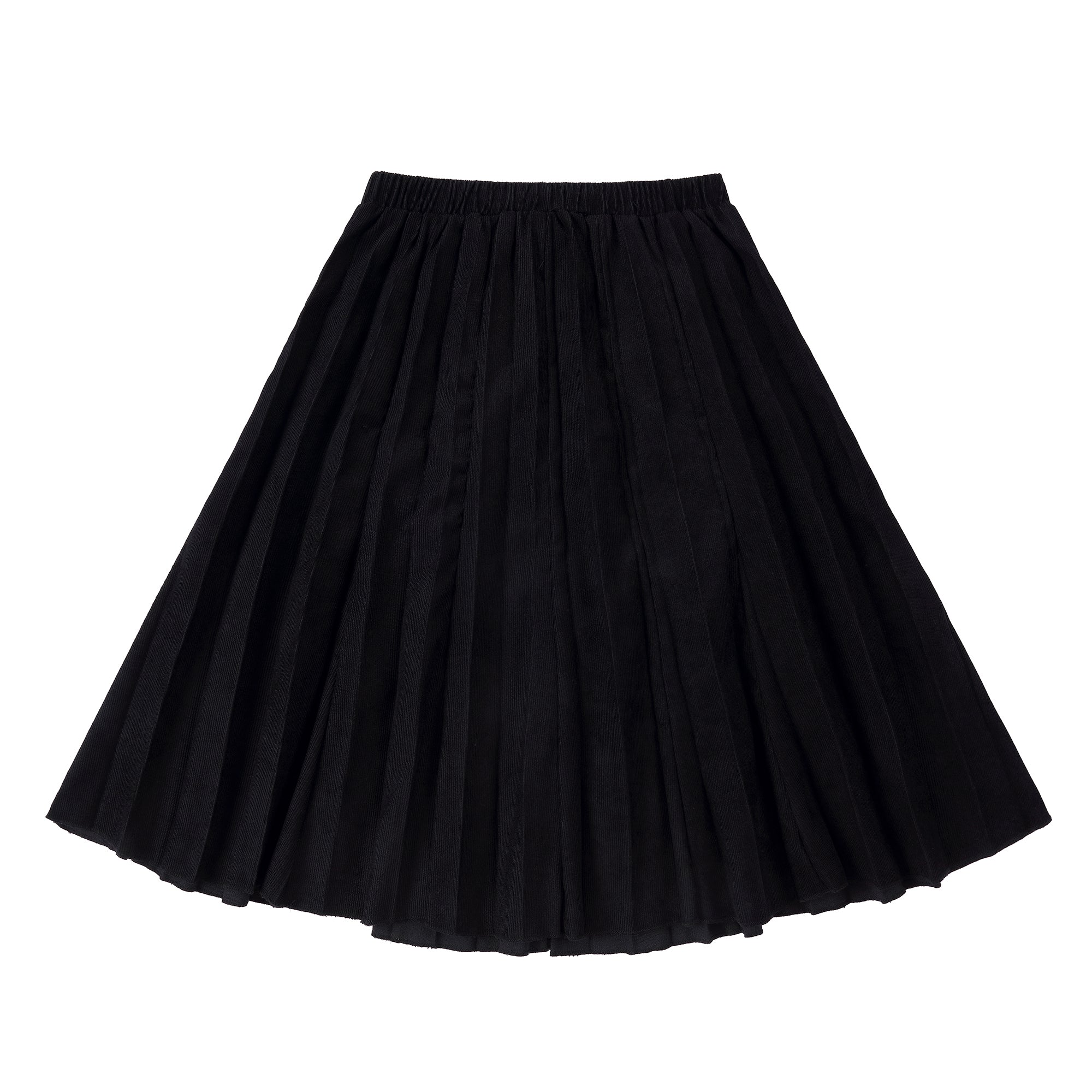 Teen Black Corduroy Sunburst Pleated Skirt
