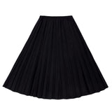 Black Corduroy Midi Sunburst Pleated Skirt