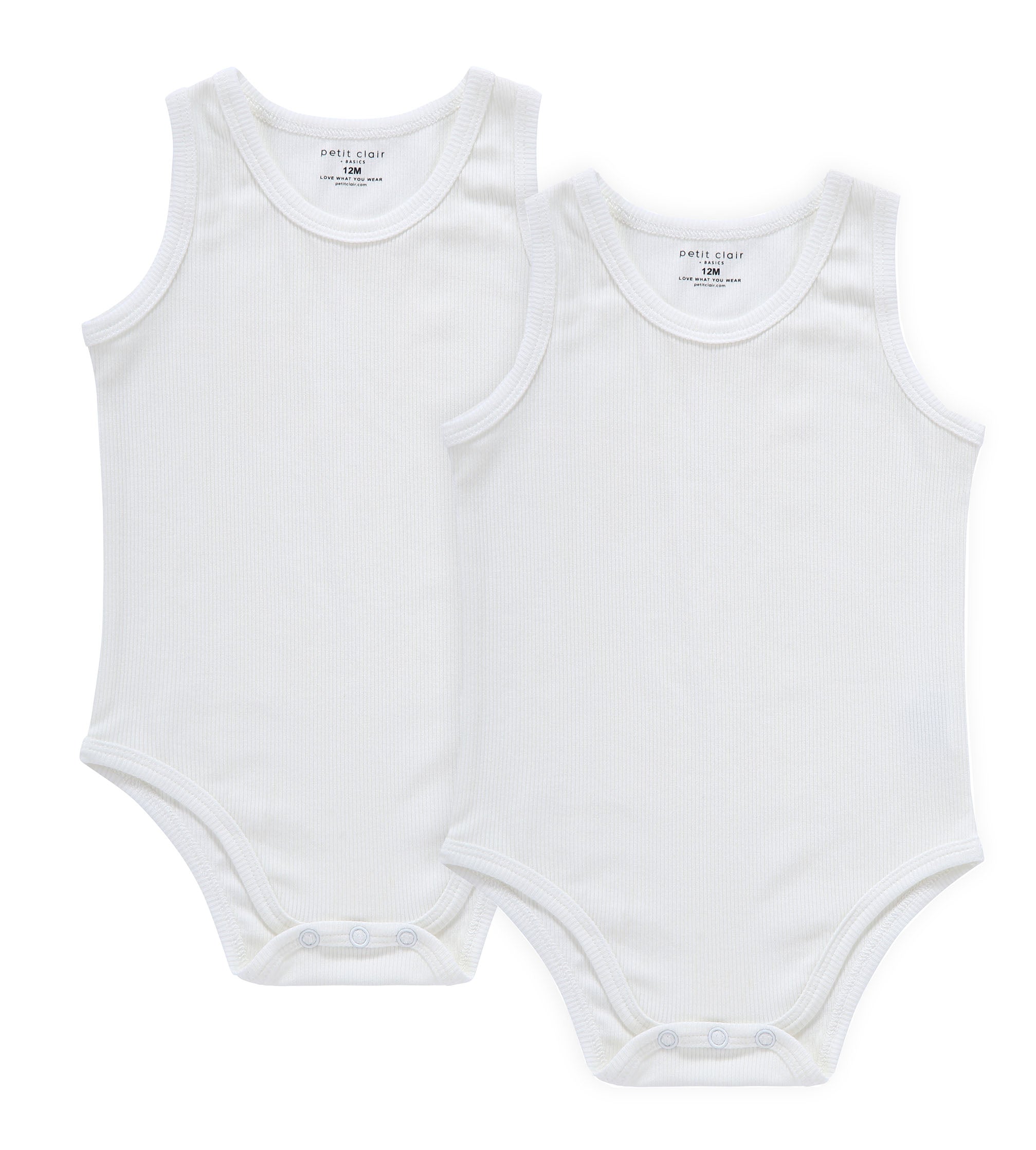 Baby 2pc Solid White Ribbed Bodysuit