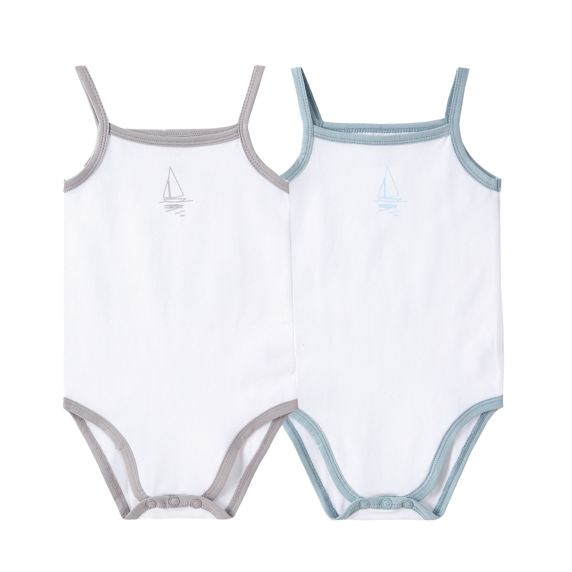 Baby Jersey 2pc Bodysuit - Print (Boat Grey,Blue)
