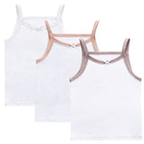 Girl Jersey 3pc Undershirt - White/Trim (Mauve,Pink,White)