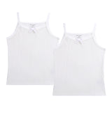 Girls 2pc White Ribbed Tank with Bow