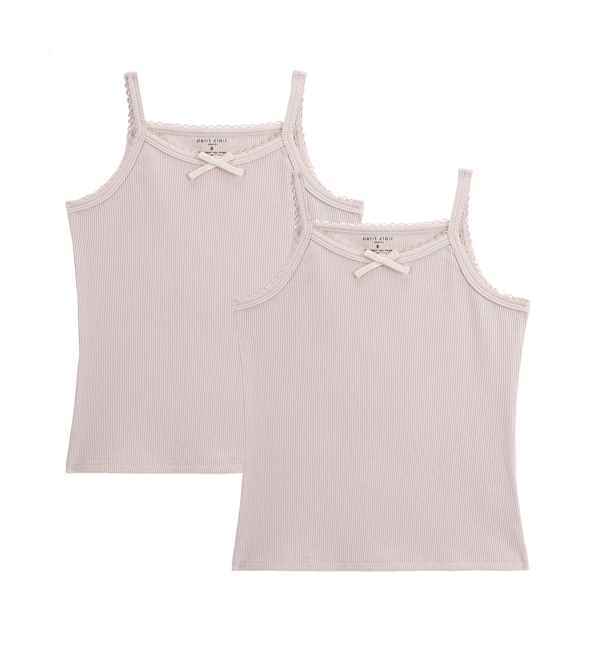 Girls 2pc Ribbed Tanks with Bow Oat